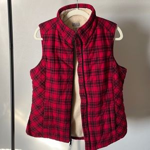 Duluth Trading Co Plaid Sherpa-lined Vest